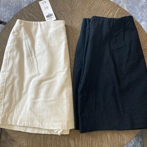 Abercrombie & Fitch - linen skort - lot of 2 Sz Small - black and white